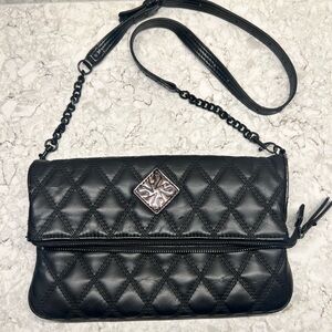 Black Quilted Crossbody Bag with Chain Strap